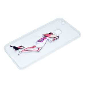 Huawei P10 Lite Διάφανη Θήκη Σιλικόνης Με Σχέδιο Silicone Case Girl With Pet