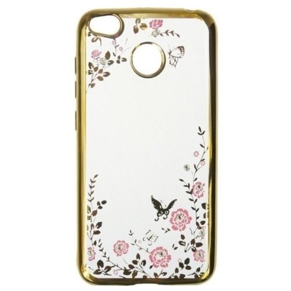 Forcell Xiaomi Redmi 4X Strass Θήκη Σιλικόνης Διάφανη - Gold