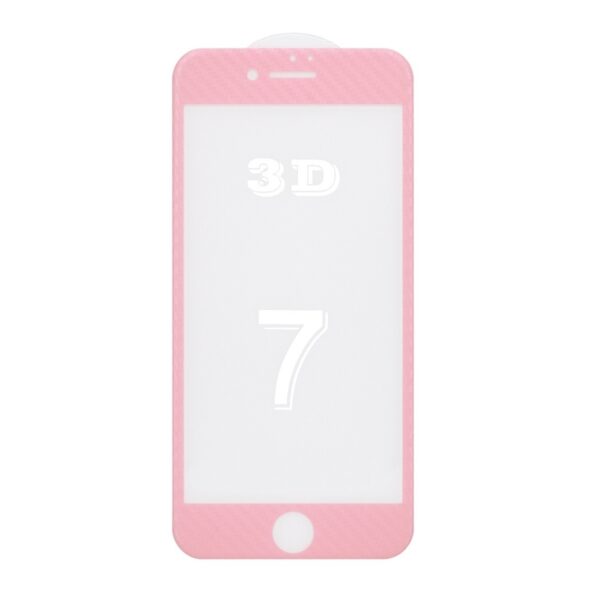 iPhone SE 2022 / SE 2020 / 8 / 7 Full Screen 0.3mm 3D Straw Mat Προστατευτικό Τζαμάκι Ροζ Tempered Glass Pink