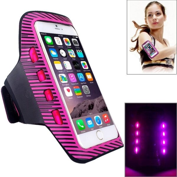 Armband Case Εώς 5,5'' Colorful Sport Με Φωτισμό Led Ροζ Armband Case with LED Lighting