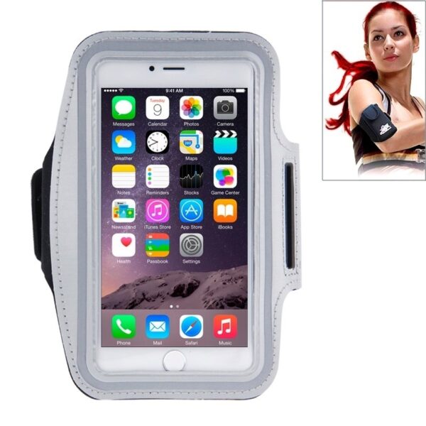 Sport Armband Εως 5.5'' Με Θέση Για Κλειδιά Και HandsFree Case with Earphone Hole and Key Γκρι
