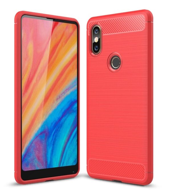 Forcell Xiaomi Mi Mix 2S Brushed Carbon Θήκη Σιλικόνης - Red