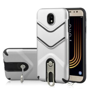 Samsung Galaxy J7 2017 Σκληρή Θήκη Σιλικόνης Shockproof Case With Holder Silver