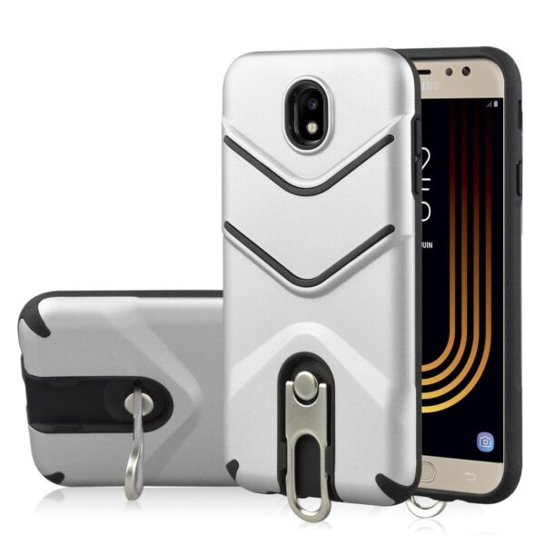 Samsung Galaxy J7 2017 Σκληρή Θήκη Σιλικόνης Shockproof Case With Holder Silver