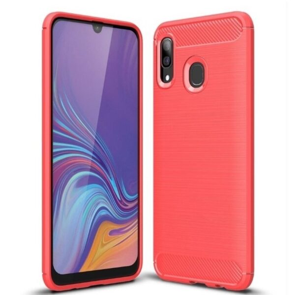 Forcell Samsung Galaxy A40 Brushed Carbon Θήκη Σιλικόνης - Red Forcell Samsung Galaxy A40 Brushed Carbon Θήκη Σιλικόνης - Red