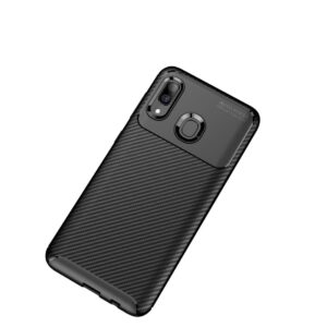 Samsung Galaxy A40 Θήκη Σιλικόνης Μαύρο Carbon Fiber Silicone Case Black