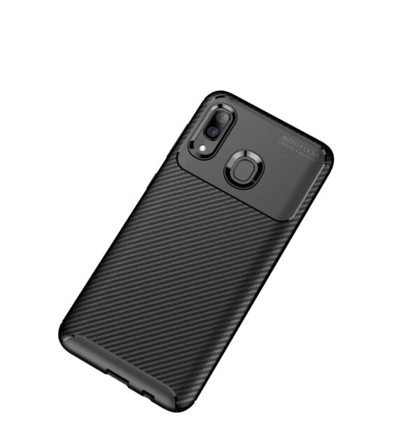 Samsung Galaxy A40 Θήκη Σιλικόνης Μαύρο Carbon Fiber Silicone Case Black