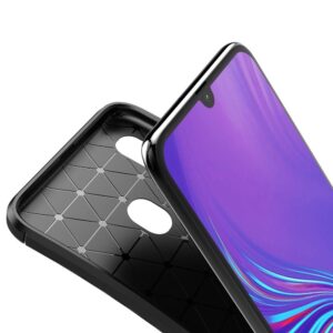 Samsung Galaxy A40 Θήκη Σιλικόνης Μαύρο Carbon Fiber Silicone Case Black