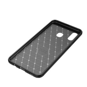 Samsung Galaxy A40 Θήκη Σιλικόνης Μαύρο Carbon Fiber Silicone Case Black