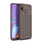 Samsung Galaxy A40 Θήκη Σιλικόνης Καφέ Carbon Fiber Silicone Case Brown