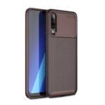 Samsung Galaxy A70 Θήκη Σιλικόνης Καφέ Carbon Fiber Silicone Case Brown