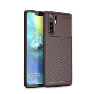 Huawei P30 Pro Θήκη Σιλικόνης Καφέ Carbon Fiber Silicone Case Brown