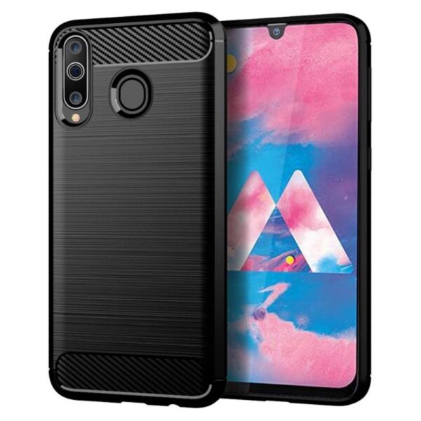 Samsung Galaxy M30 Brushed Carbon Θήκη Σιλικόνης Μαύρη Silicone Case Black