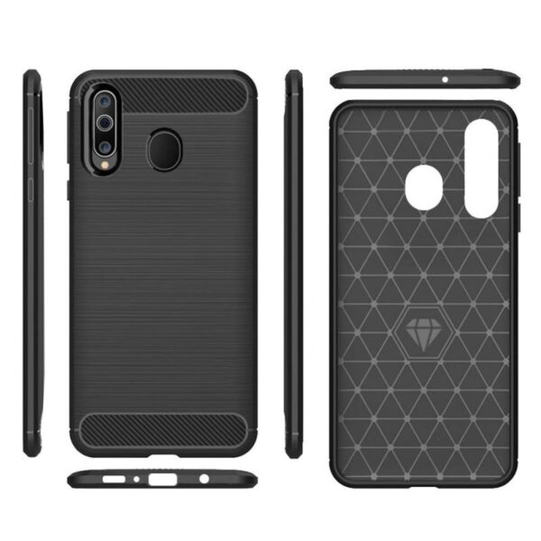 Samsung Galaxy M30 Brushed Carbon Θήκη Σιλικόνης Μαύρη Silicone Case Black