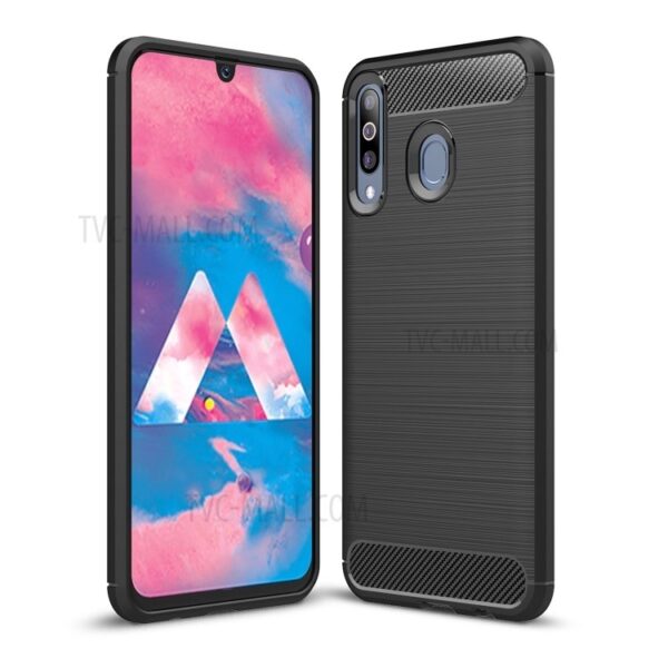 Samsung Galaxy M30 Brushed Carbon Θήκη Σιλικόνης Μαύρη Silicone Case Black