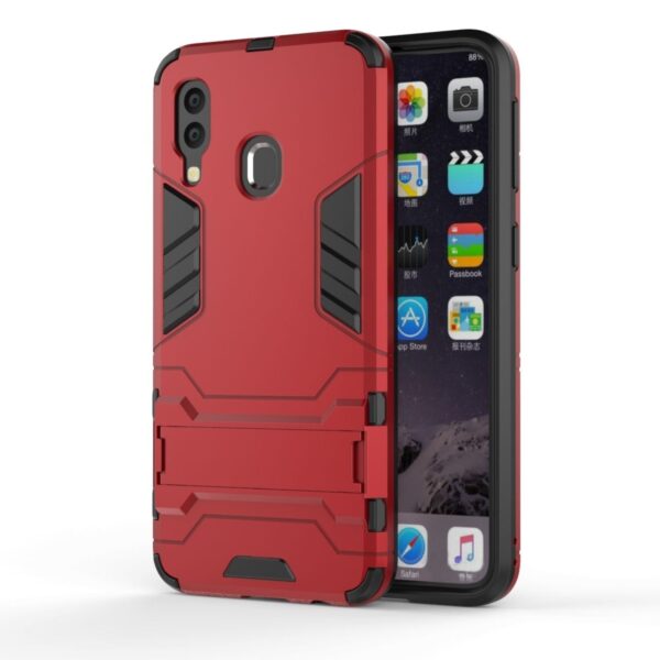 Samsung Galaxy A40 Σκληρή Θήκη Σιλικόνης Με Σταντ Shockproof Protective Case Silicone Case Red