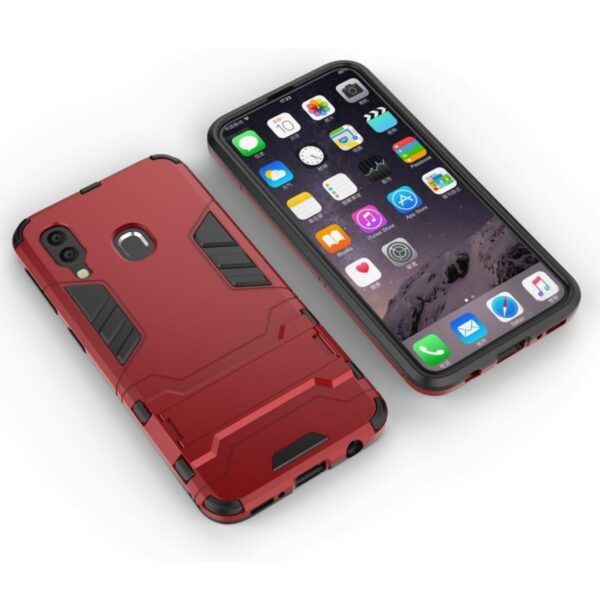 Samsung Galaxy A40 Σκληρή Θήκη Σιλικόνης Με Σταντ Shockproof Protective Case Silicone Case Red
