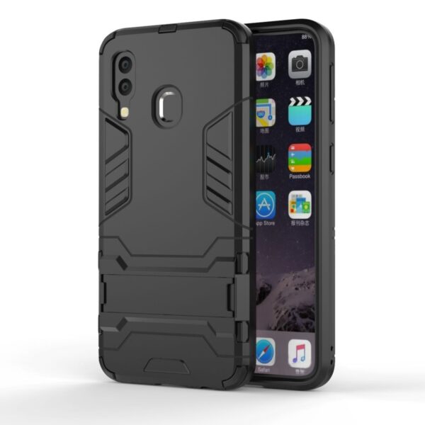 Samsung Galaxy A40 Σκληρή Θήκη Σιλικόνης Με Σταντ Shockproof Protective Case Silicone Case Black