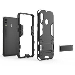 Samsung Galaxy A40 Σκληρή Θήκη Σιλικόνης Με Σταντ Shockproof Protective Case Silicone Case Black