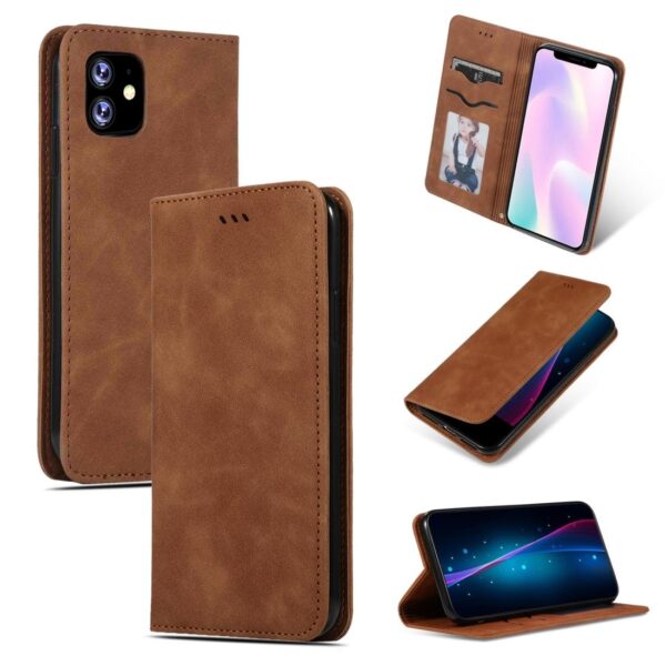 Θήκη iPhone 11 Βιβλίο Retro Skin Feel Business Magnetic Horizontal Flip Leather Case Brown