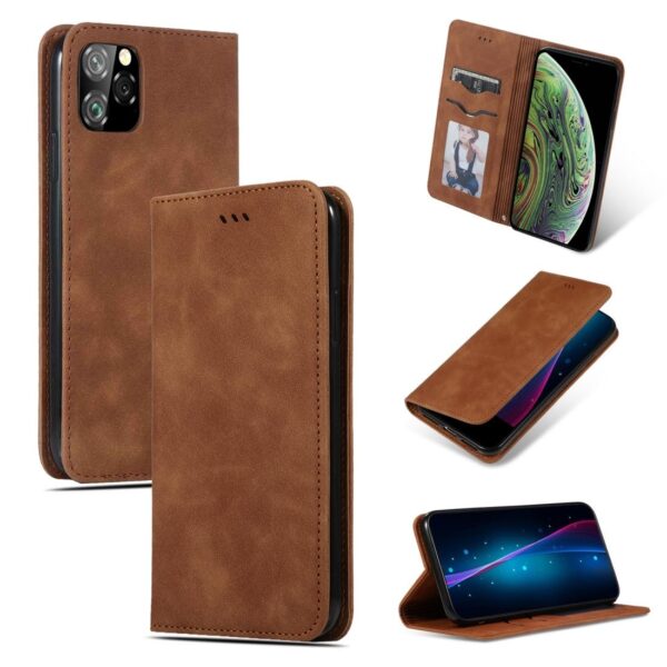 Θήκη Βιβλίο iPhone 11 Pro Max Retro Skin Feel Business Magnetic Horizontal Flip Leather Case Brown