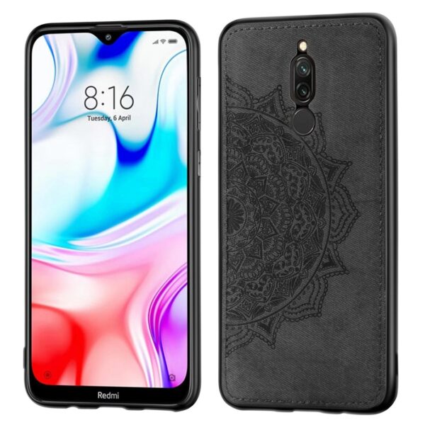 Θήκη Xiaomi Redmi 8 Σιλικόνη Μαύρη Mandala Pattern PC + TPU + Fabric Case with Lanyard & Magnetic Black