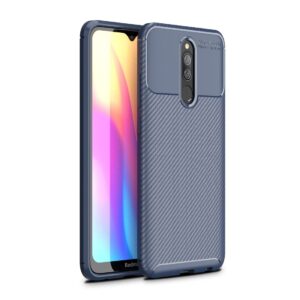 Θήκη Xiaomi Redmi 8 Σιλικόνης Μπλε Carbon Fiber Texture Shockproof Silicone Case Blue