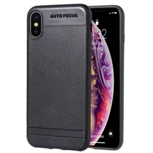 Θήκη iPhone XS Max Σιλικόνης Μαύρη Litchi Texture TPU Shockproof Silicone Case Black