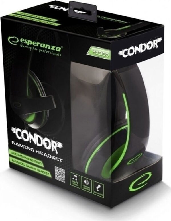 Esperanza Condor Gaming Ηeadphones with Microphone – Πράσινο EGH300G (5901299922408)