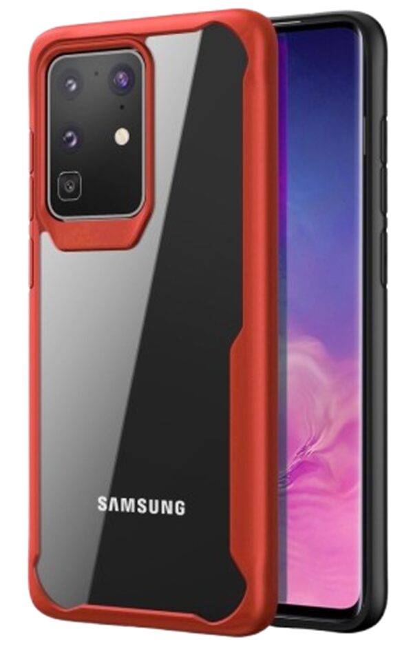 Forcell Samsung Galaxy S20 Full Coverage Shockproof Θήκη με Πλαίσιο Σιλικόνης Διάφανη - Red