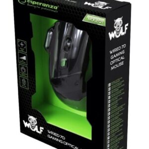 Esperanza Wolf Gaming Ποντίκι Ενσύρματο Μαύρο / Πράσινο 7 Keys 2400dpi EGM201G