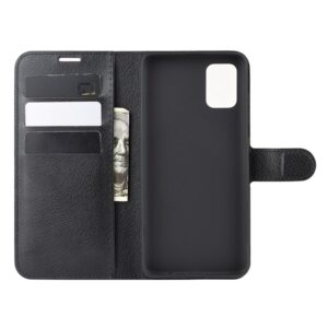 Θήκη Samsung Galaxy A71 Βιβλίο Μαύρο Litchi Texture Horizontal Flip Leather Case With Holder & Card Slots Black