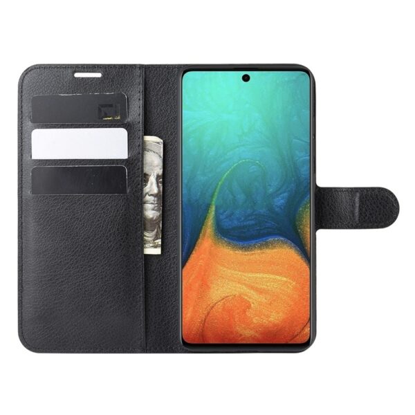 Θήκη Samsung Galaxy A71 Βιβλίο Μαύρο Litchi Texture Horizontal Flip Leather Case With Holder & Card Slots Black