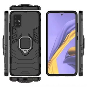 Σκληρή Θήκη Samsung Galaxy A51 4G Μαύρη Με Σταντ PC+TPU Shockproof with Magnetic Ring Holder Black