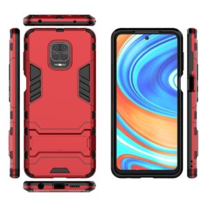 Σκληρή Θήκη Xiaomi Redmi Note 9S / 9 Pro / 9 Pro Max Κόκκινη PC + TPU Shockproof Protective Case with Holder Red