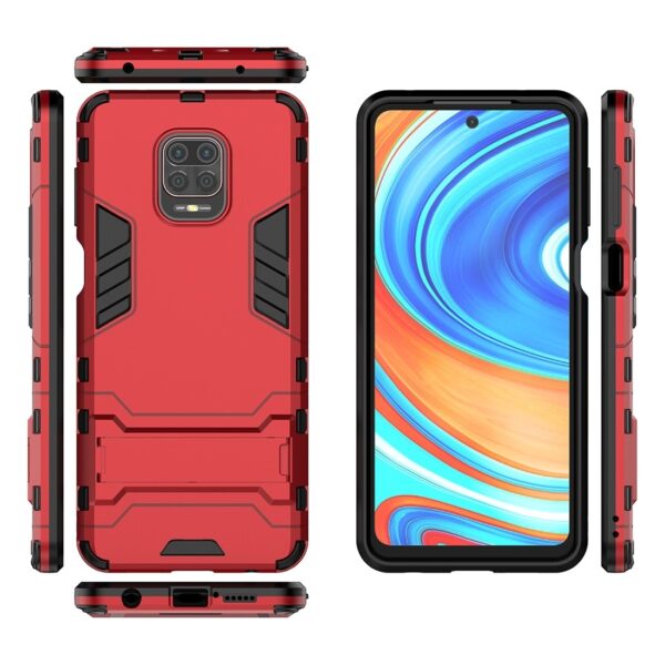 Σκληρή Θήκη Xiaomi Redmi Note 9S / 9 Pro / 9 Pro Max Κόκκινη PC + TPU Shockproof Protective Case with Holder Red