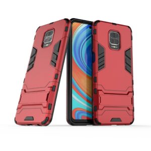 Σκληρή Θήκη Xiaomi Redmi Note 9S / 9 Pro / 9 Pro Max Κόκκινη PC + TPU Shockproof Protective Case with Holder Red