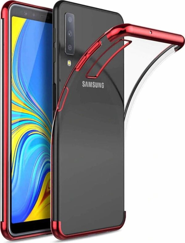 Θήκη Samsung Galaxy A50 / A30s Σιλικόνης Διάφανη - Κόκκινη TPU Electroplating Frame Cover Transparent - Red