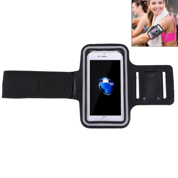 Sport Armband Εως 5.5'' Με Θέση Για Κλειδιά Και HandsFree Case with Earphone Hole and Key Μαύρο