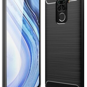 Θήκη Xiaomi Redmi Note 9 Σιλικόνης Μαύρη Brushed Carbon Fiber Silicone Case Black