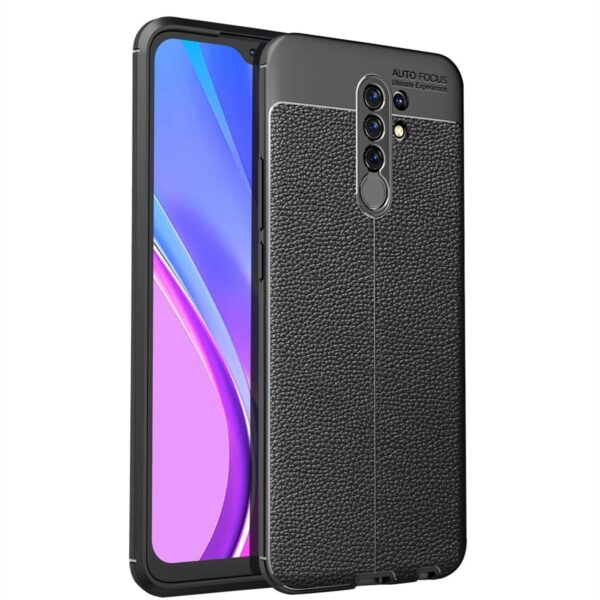 Θήκη Xiaomi Redmi 9 Σιλικόνης Μαύρη Litchi Texture TPU Shockproof Case Black