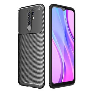 Θήκη Xiaomi Redmi 9 Σιλικόνης Μαύρη Carbon Fiber Texture Shockproof TPU Case Black