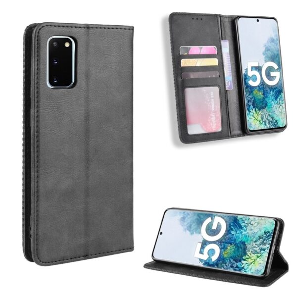 Θήκη Samsung Galaxy S20 Βιβλίο Μαύρο Magnetic Buckle Retro Crazy Horse Texture Horizontal Flip Case Black