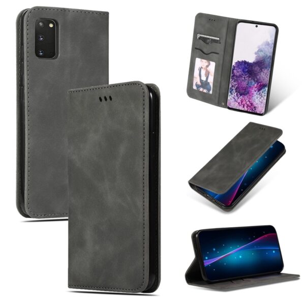 Θήκη Samsung Galaxy S20 Βιβλίο Σκούρο Γκρι Retro Skin Feel Business Magnetic Horizontal Flip Case Dark Grey