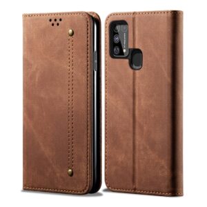 Θήκη Samsung Galaxy M31 Βιβλίο Καφέ Denim Texture Casual Style Horizontal Flip Case with Holder & Card Slots & Wallet Brown
