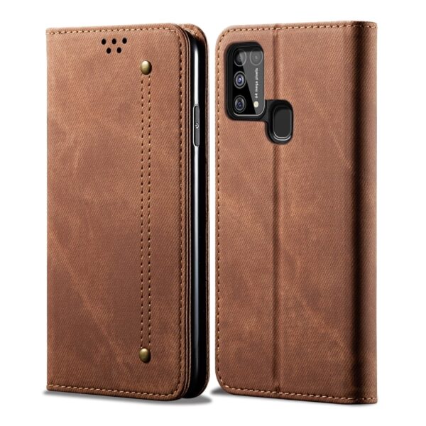 Θήκη Samsung Galaxy M31 Βιβλίο Καφέ Denim Texture Casual Style Horizontal Flip Case with Holder & Card Slots & Wallet Brown
