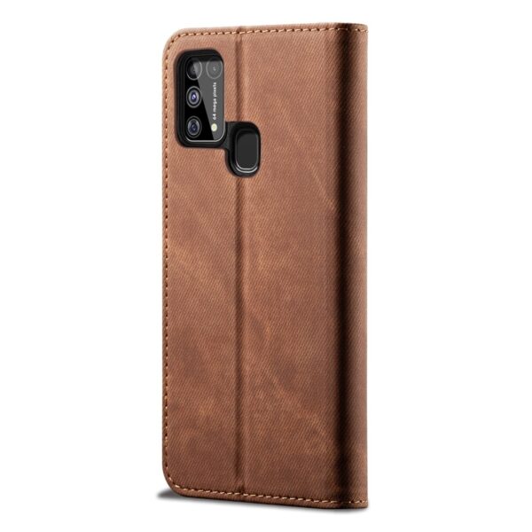 Θήκη Samsung Galaxy M31 Βιβλίο Καφέ Denim Texture Casual Style Horizontal Flip Case with Holder & Card Slots & Wallet Brown