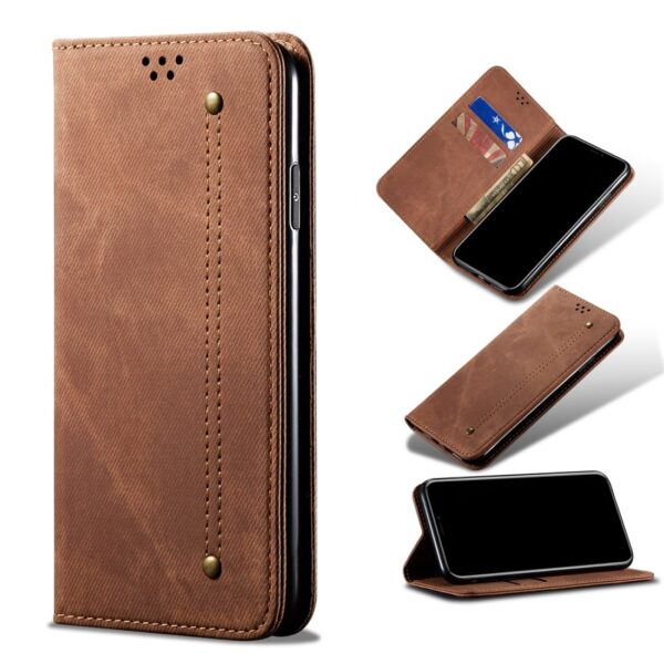Θήκη Samsung Galaxy M31 Βιβλίο Καφέ Denim Texture Casual Style Horizontal Flip Case with Holder & Card Slots & Wallet Brown