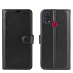Θήκη Samsung Galaxy M31 Βιβλίο Μαύρο Litchi Texture Horizontal Flip Protective Case with Holder & Card Slots & Wallet Black