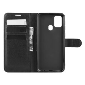 Θήκη Samsung Galaxy M31 Βιβλίο Μαύρο Litchi Texture Horizontal Flip Protective Case with Holder & Card Slots & Wallet Black
